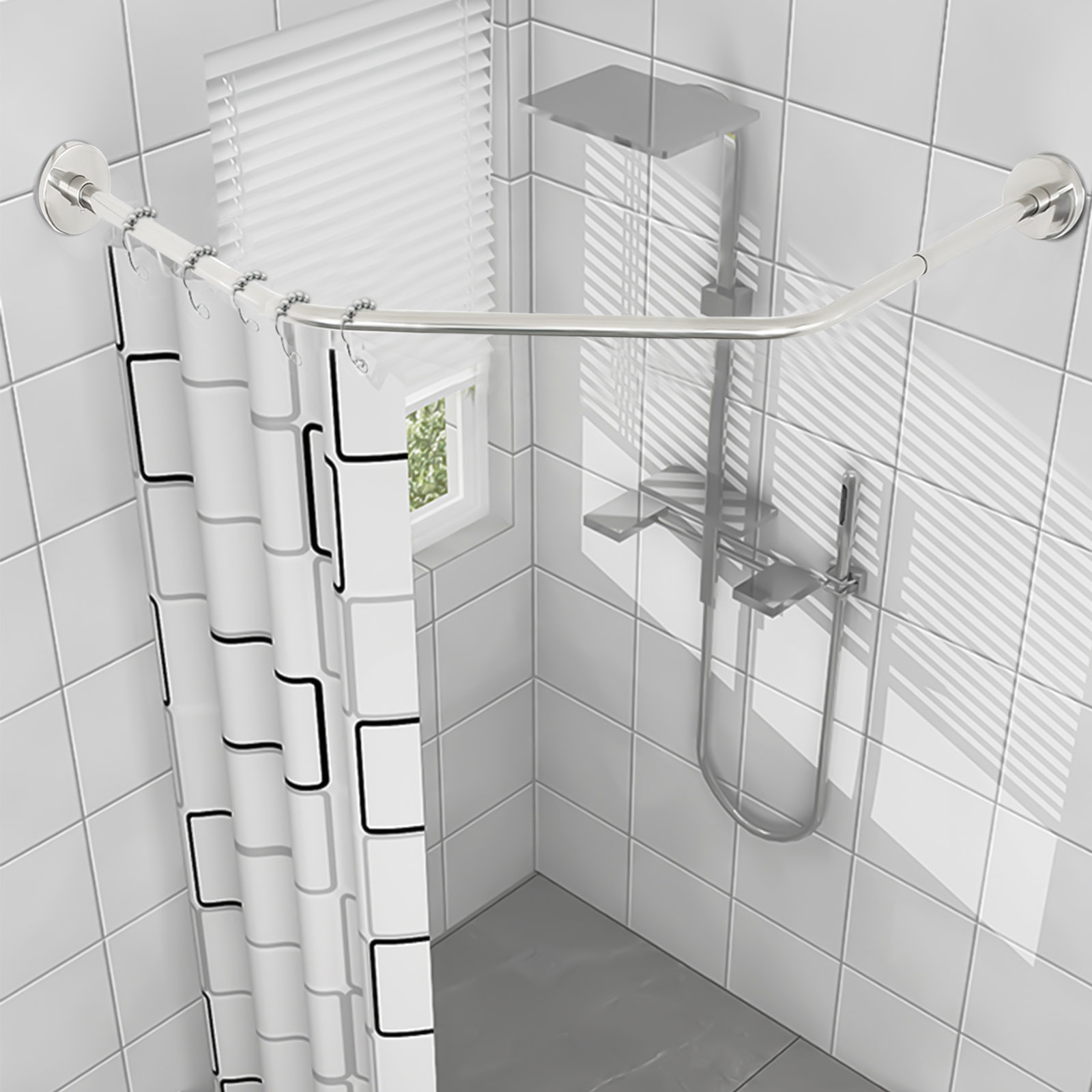 YYBUSHER Corner Shower Curtain Rod for Bathroom Bathtub & Reviews